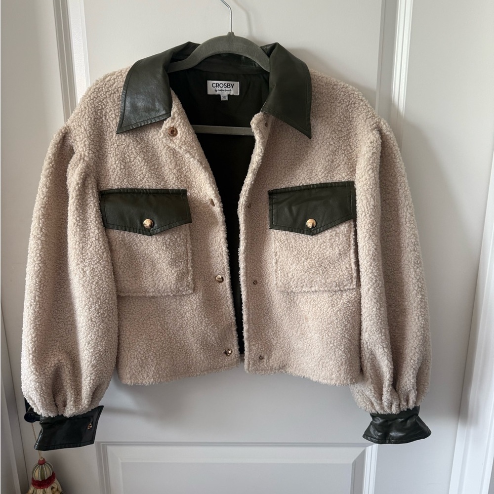 CROSBY by Mollie Burch Cream and Dark Green Jacket